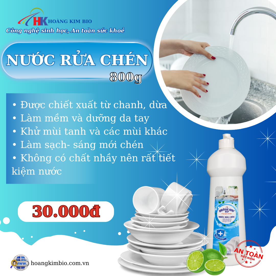 NƯỚC RỬA CHÉN HOÀNG KIM BIO - 800g