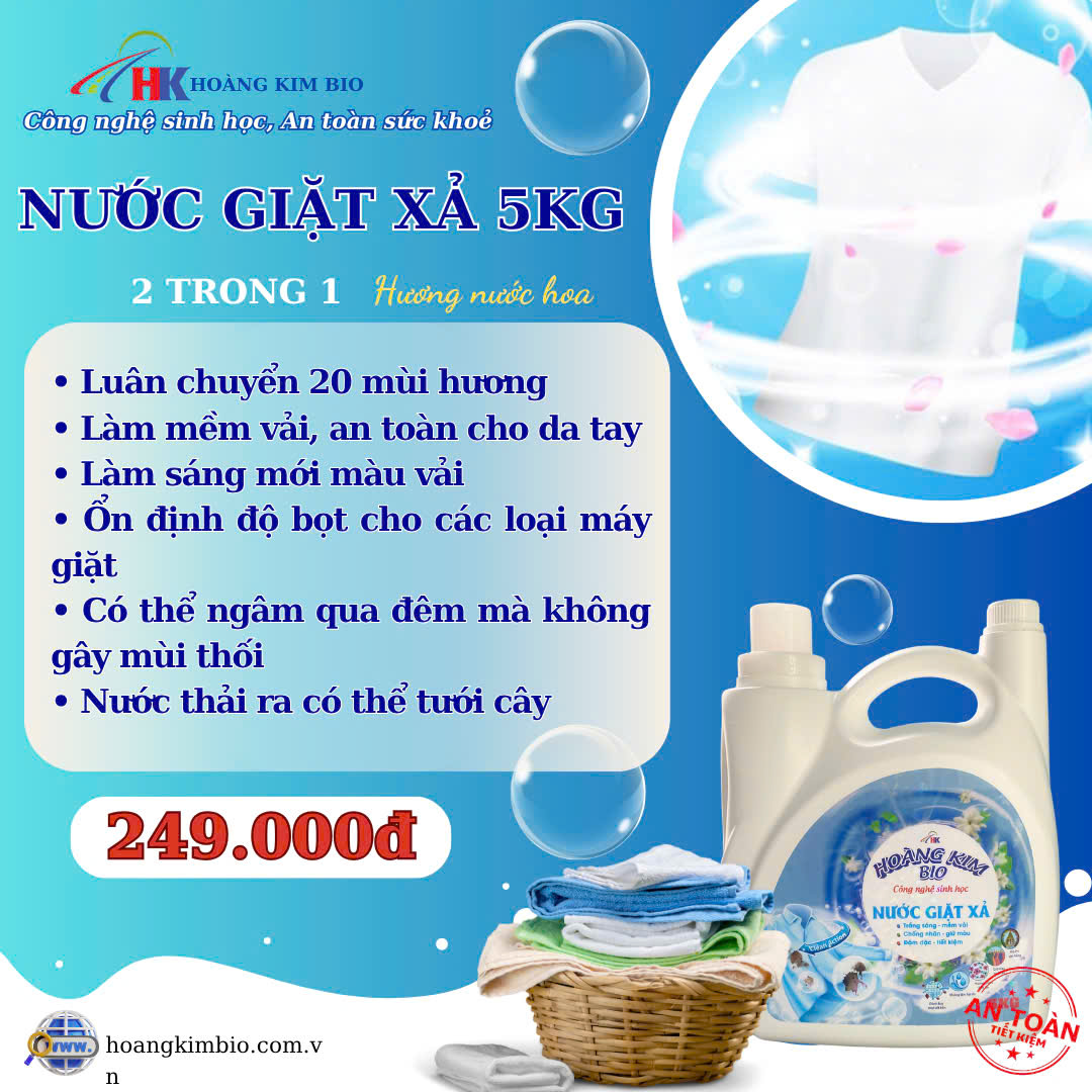 NƯỚC GIẶT XẢ HƯƠNG NƯỚC HOA - 5KG