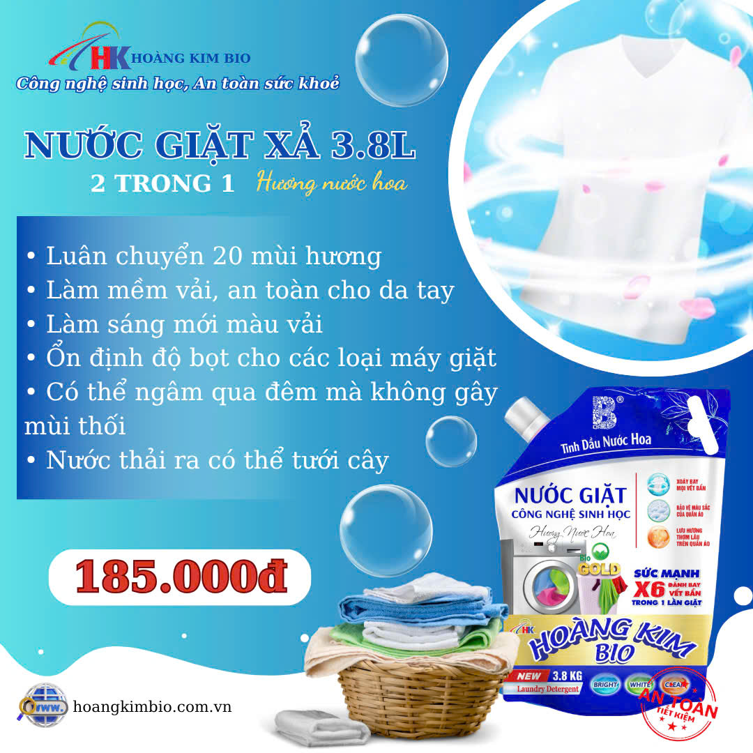 NƯỚC GIẶT XẢ HƯƠNG NƯỚC HOA - Túi xanh 3,8kg