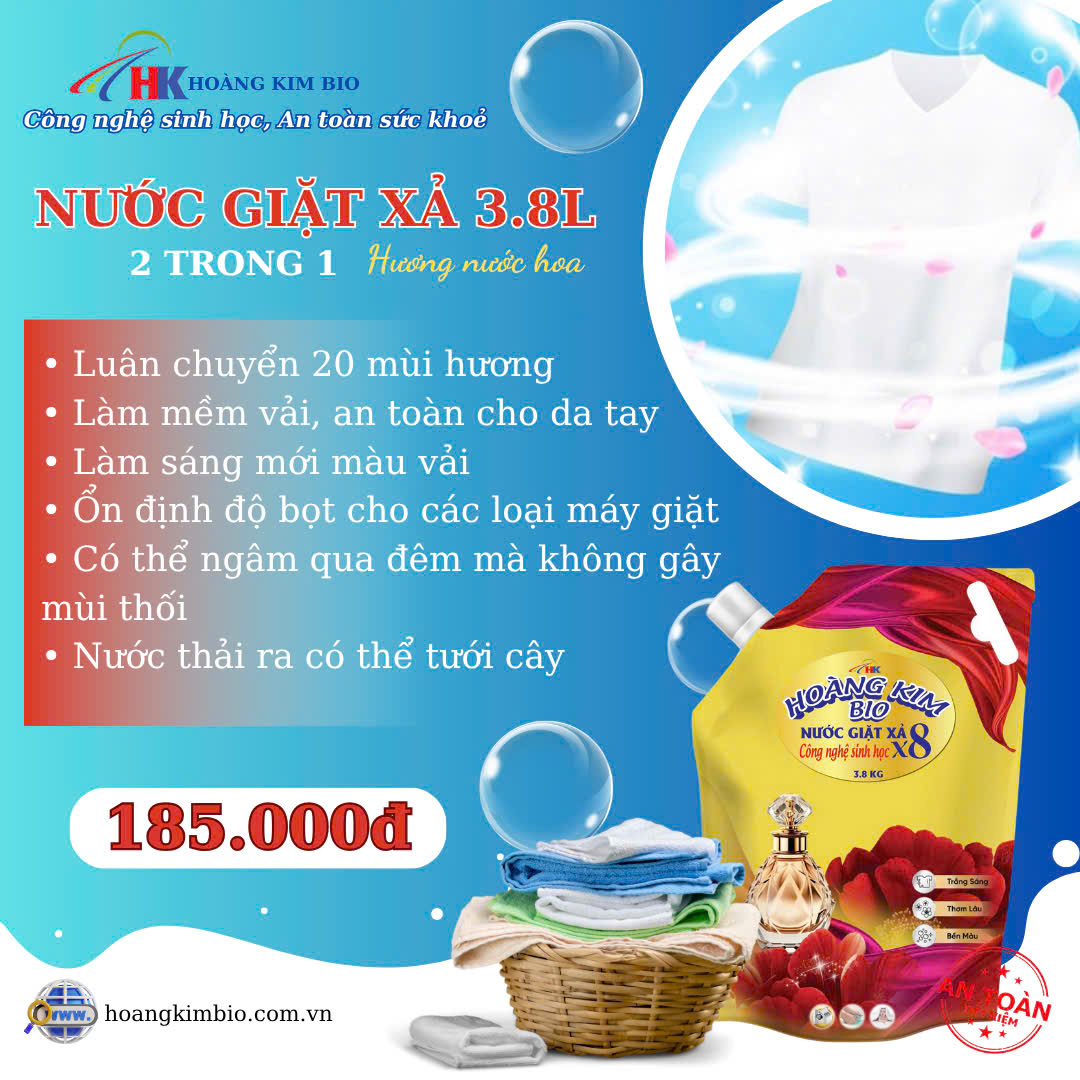 NƯỚC GIẶT XẢ HƯƠNG NƯỚC HOA - Túi đỏ - 3.8kg