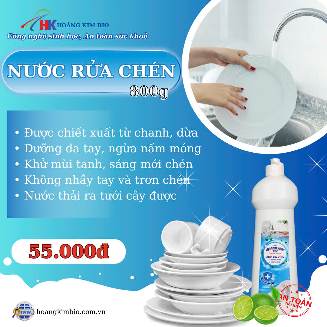 NƯỚC RỬA CHÉN HOÀNG KIM BIO - 800g