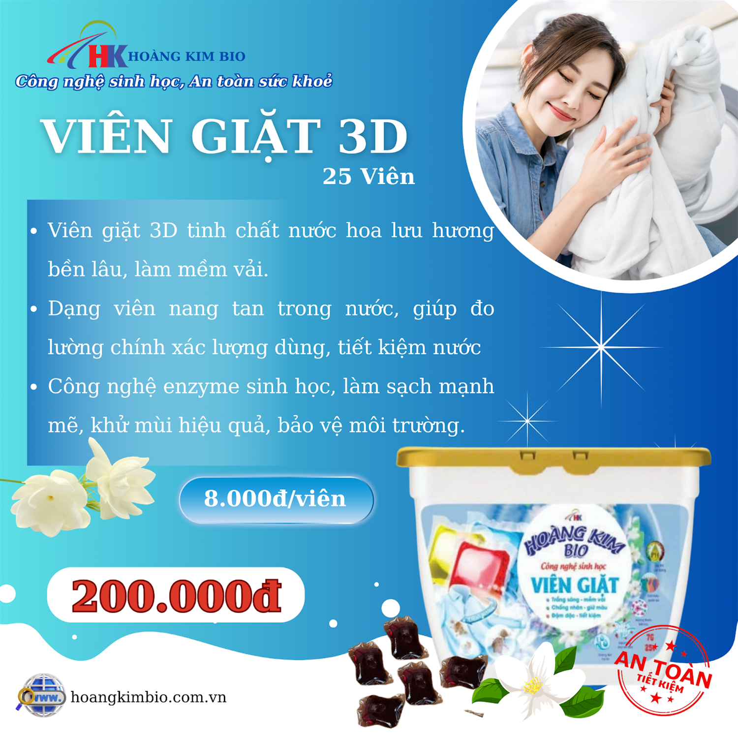 VIÊN GIẶT 3D HƯƠNG NƯỚC HOA  -  25 viên