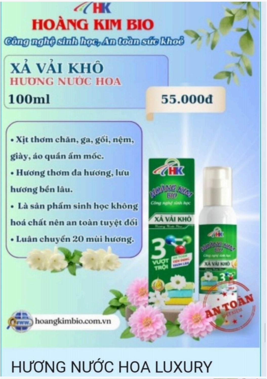 Xả vải khô hương nước hoa 100ml