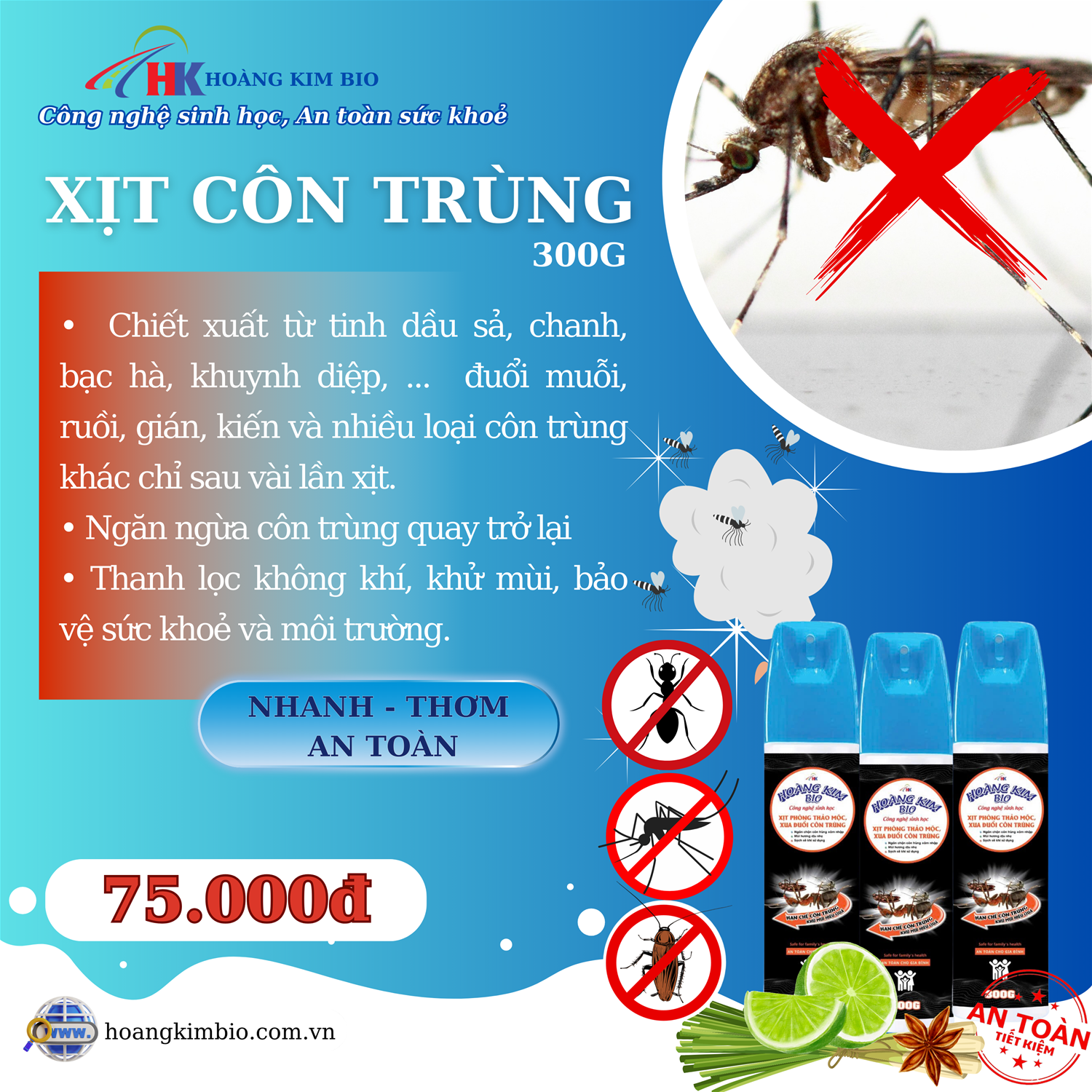 XỊT XUA ĐUỔI CÔN TRÙNG THẢO DƯỢC - 300G